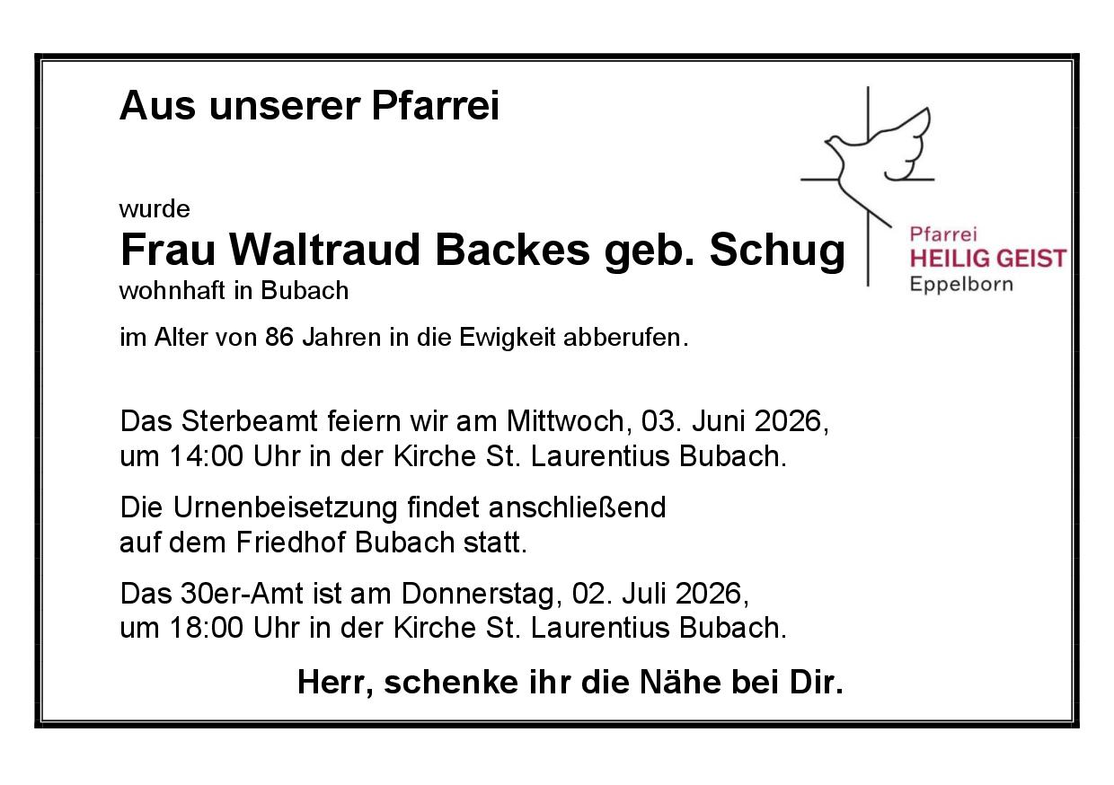 Backes, Waltraud geb. Schug