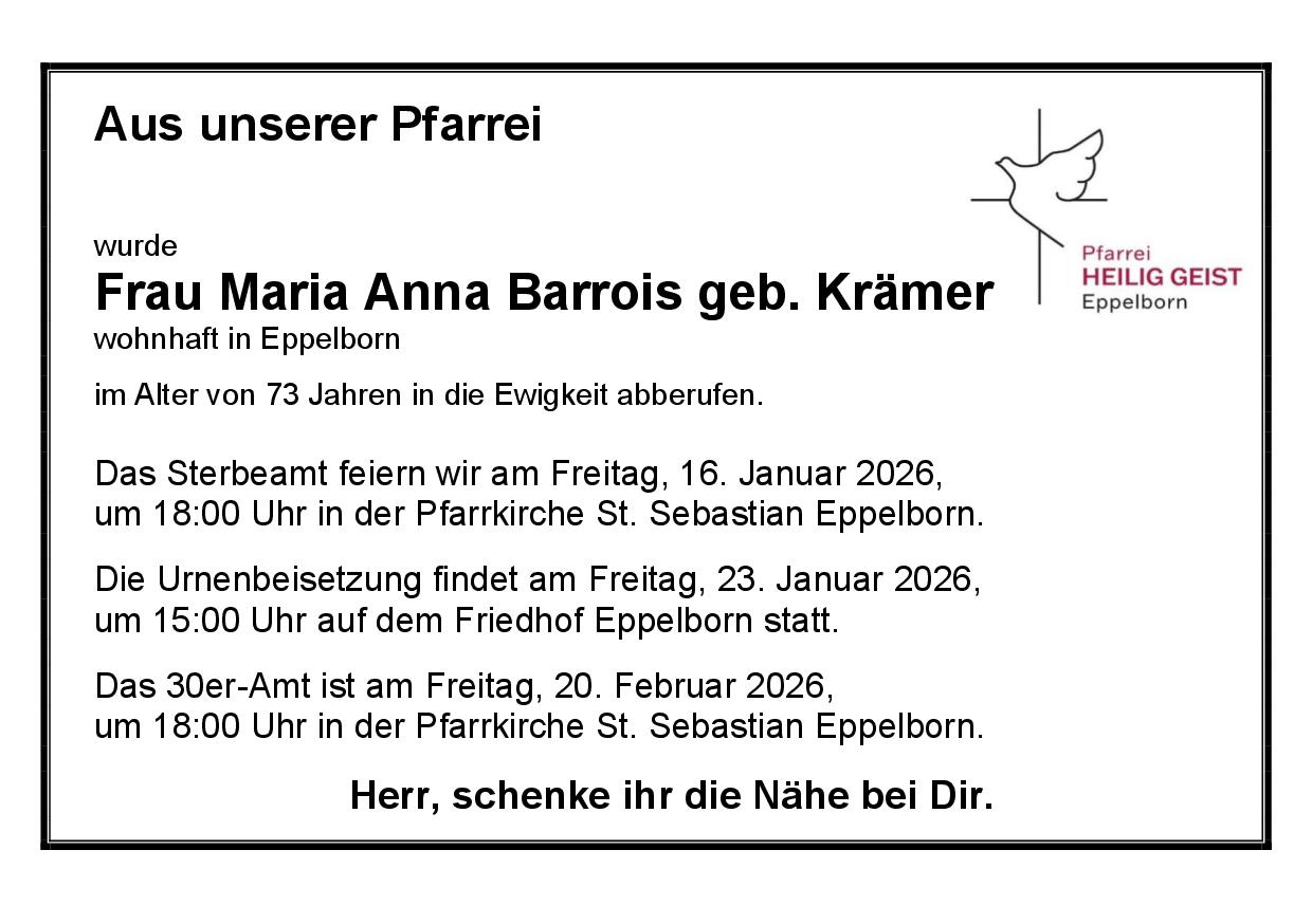 Barrois, Maria Anna geb. Krämer