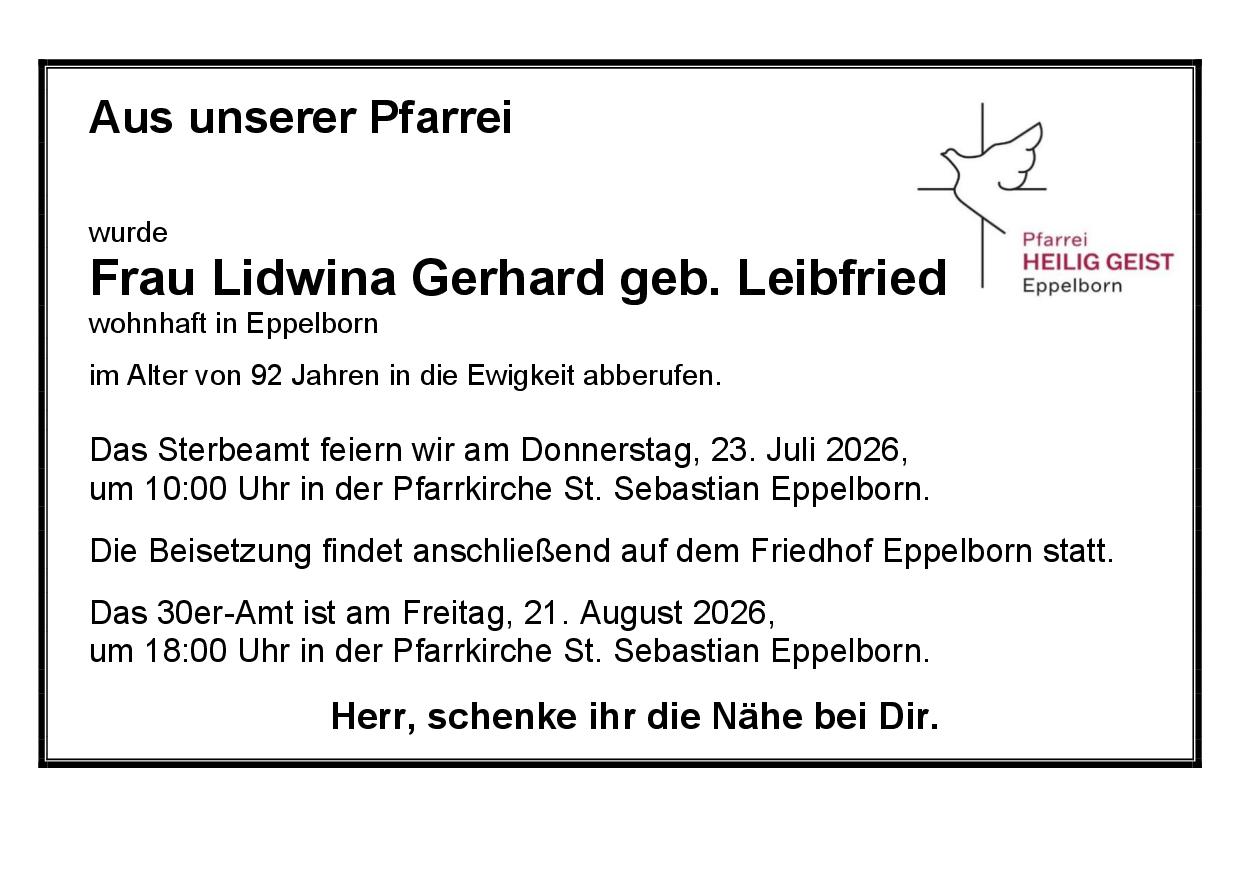 Gerhard, Lidwina geb. Leibfried