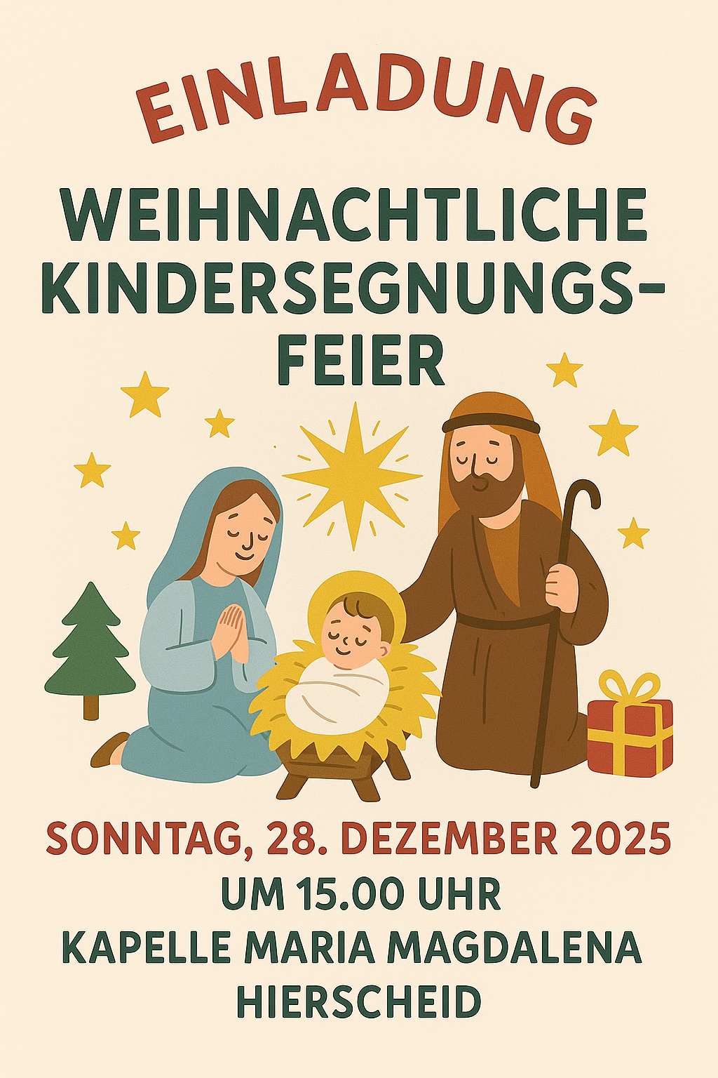 Kindersegnungsfeier am Sonntag, 28.12.2025
