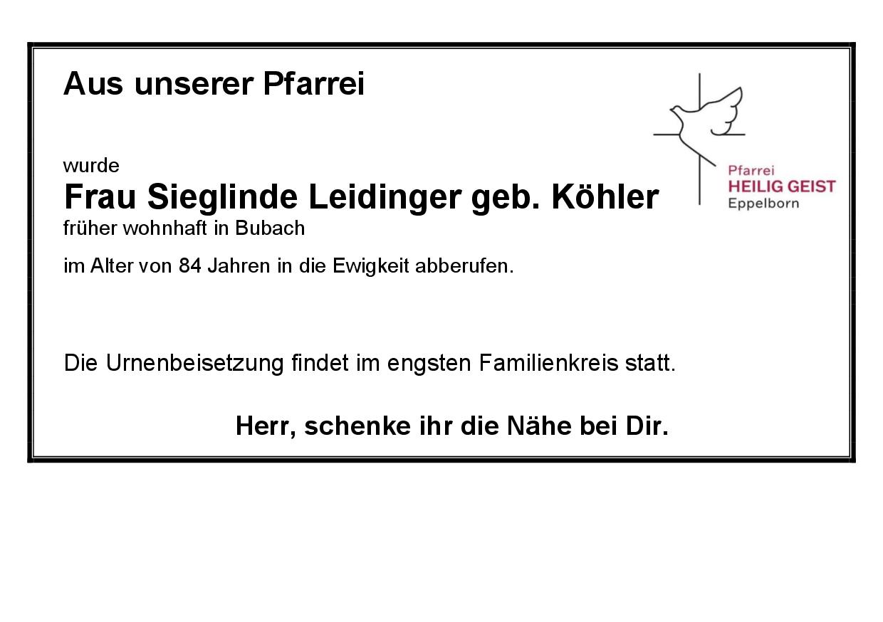 Leidinger, Sieglinde geb. Köhler