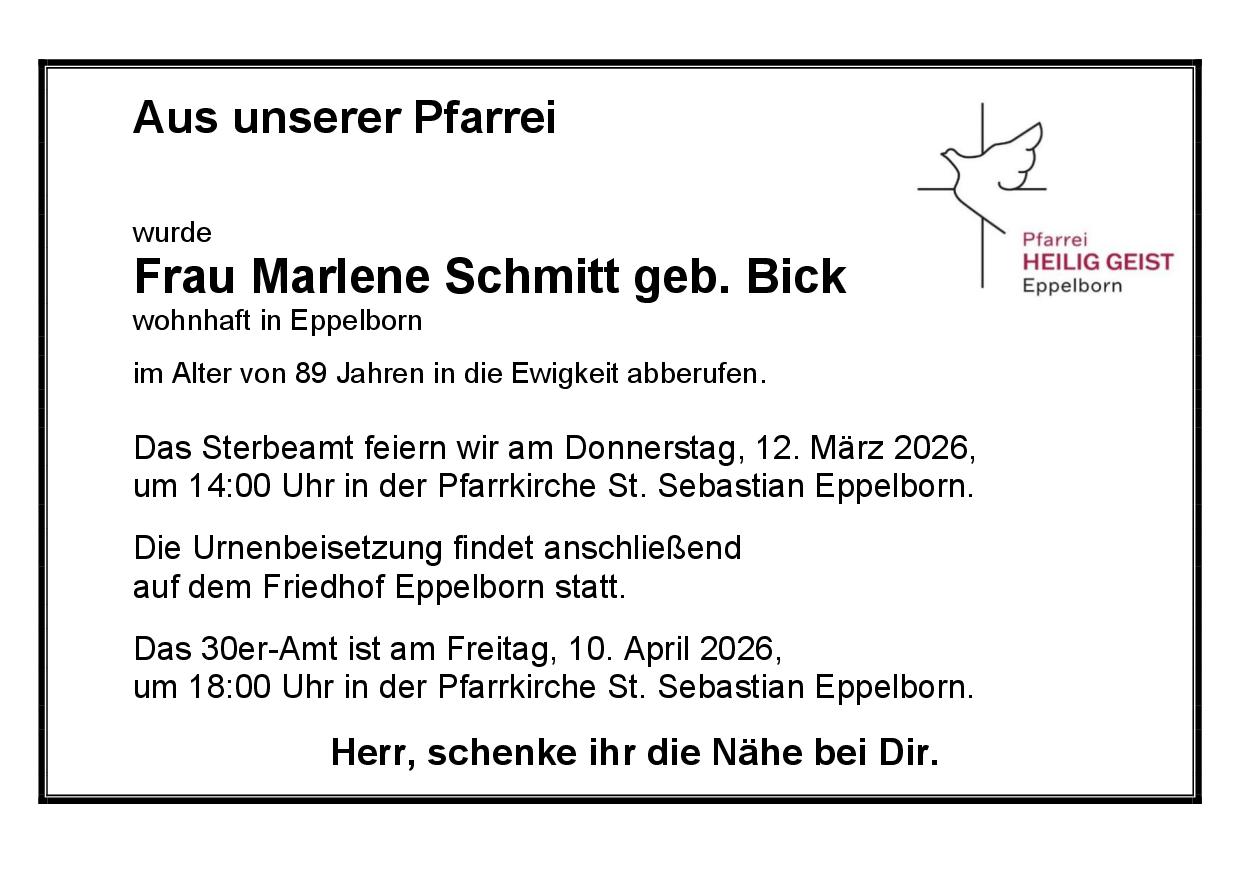 Schmitt, Marlene geb. Bick