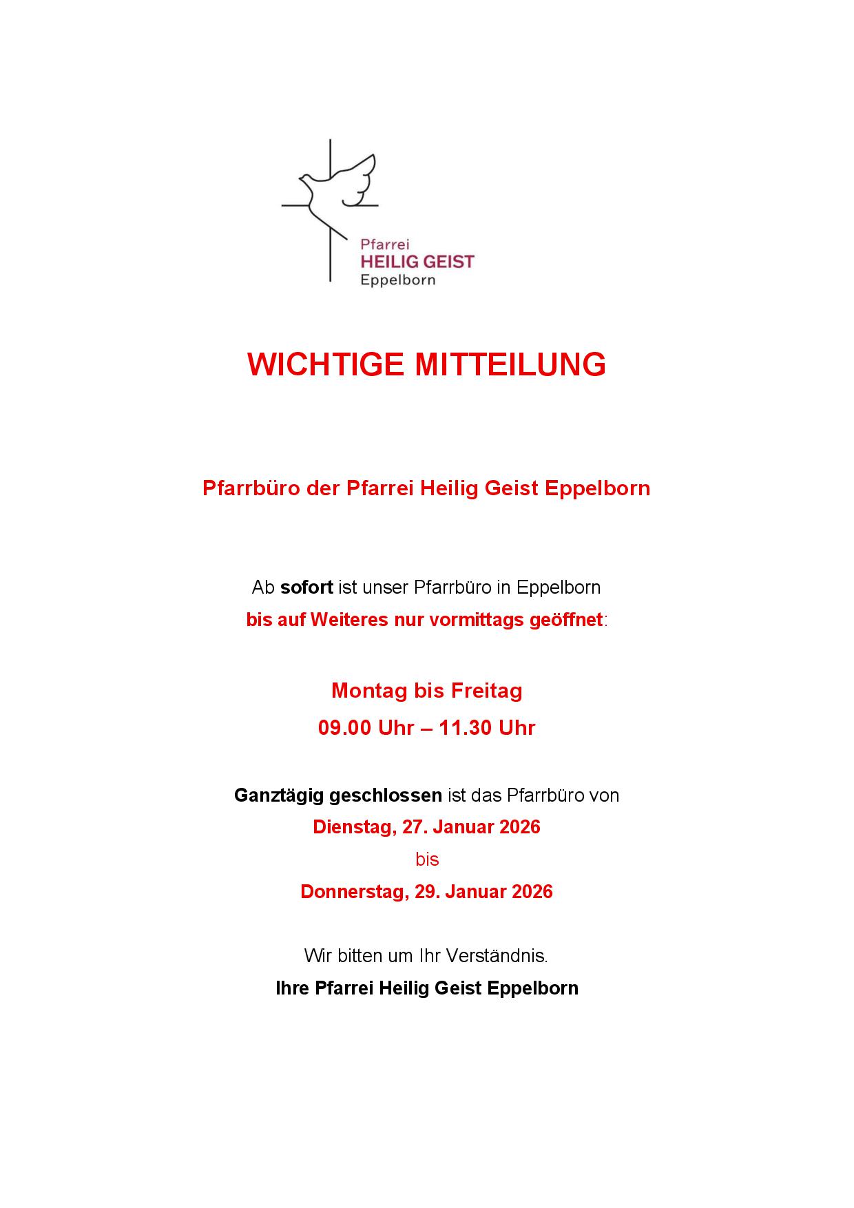 WICHTIGE MITTEILUNG