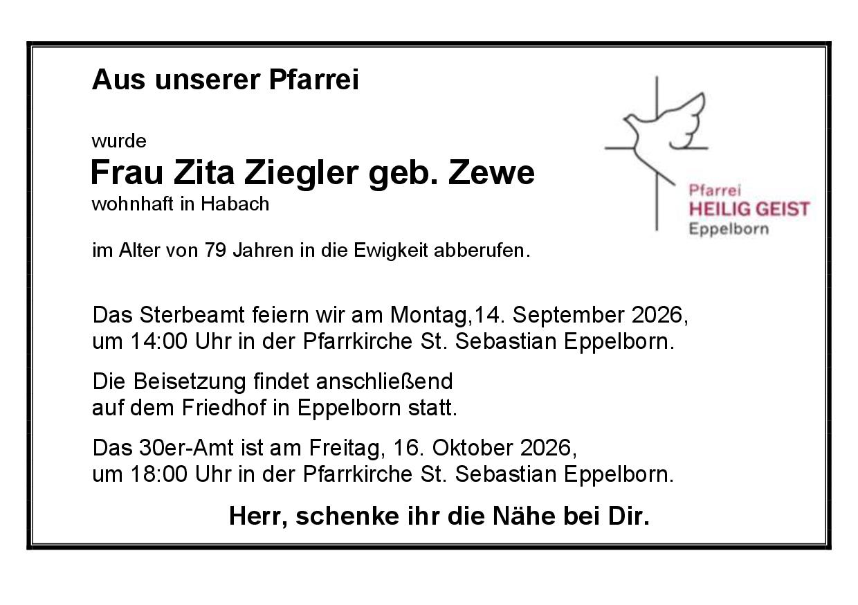 Ziegler Zita geb. Zewe